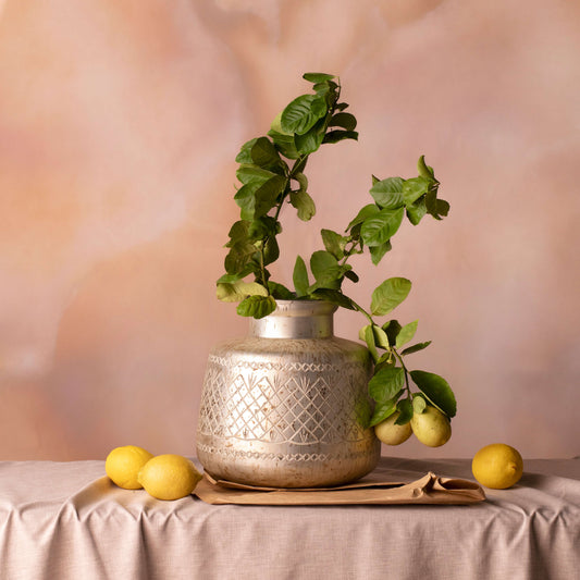 Pewter Finish Kalash Vase