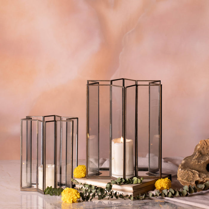 Star Candle Holder With Mirror Base