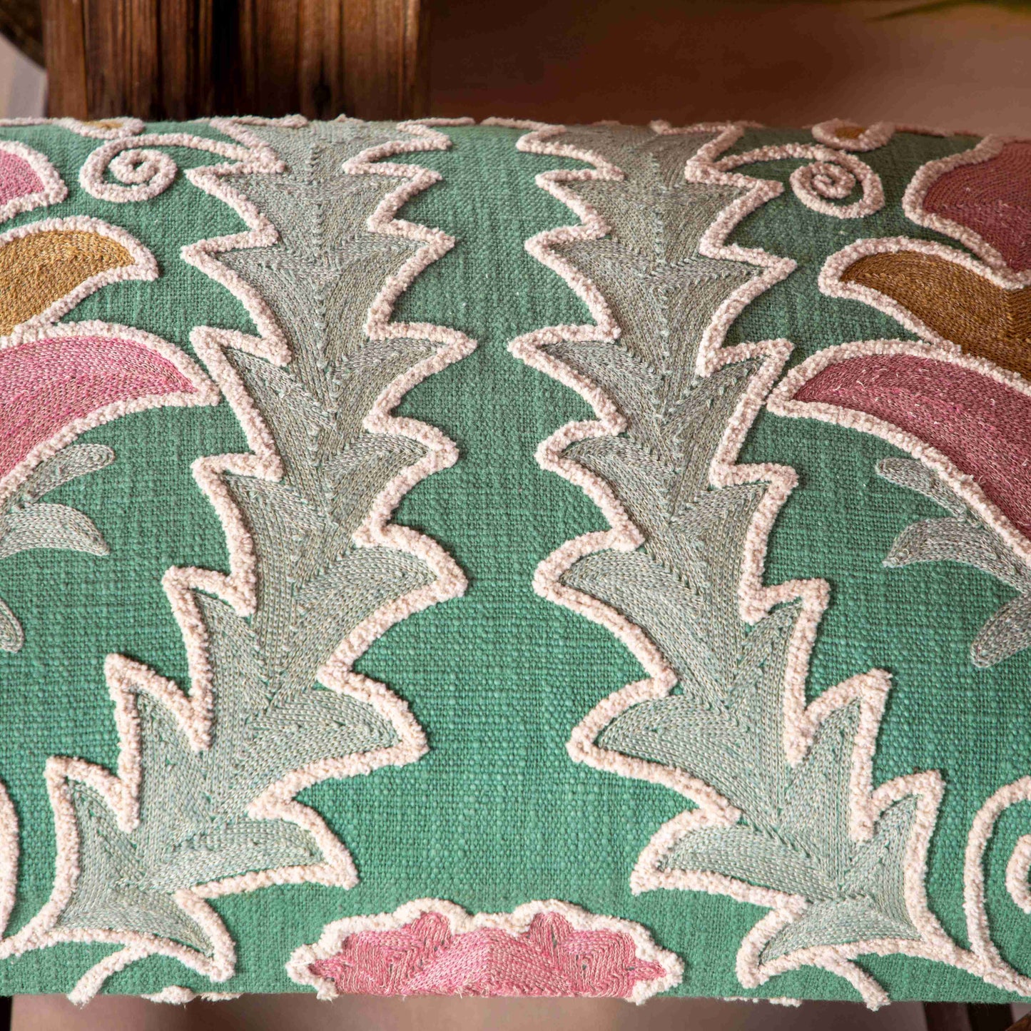 Floral Stool Table - Green