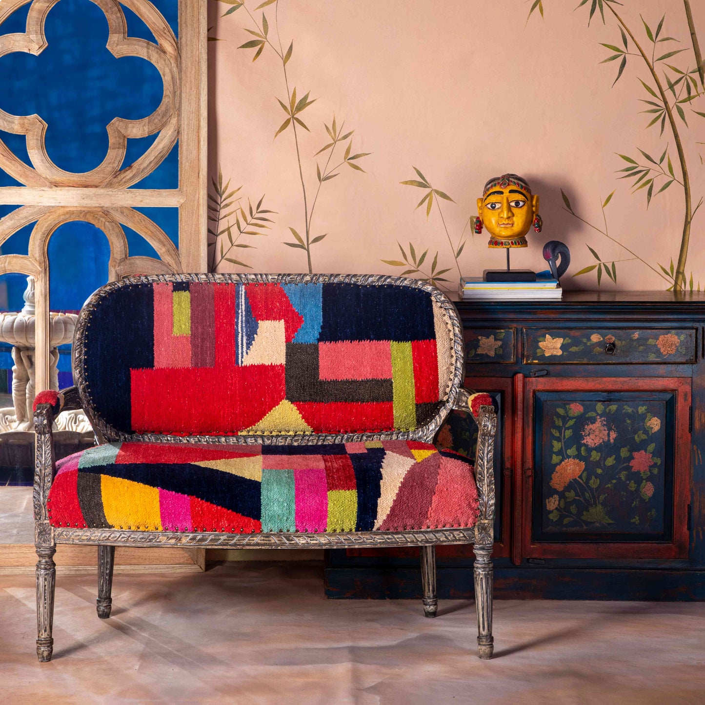 Floral Painted Mini Sideboard