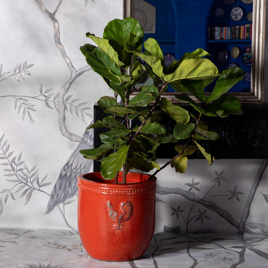 Rooster Planter Red