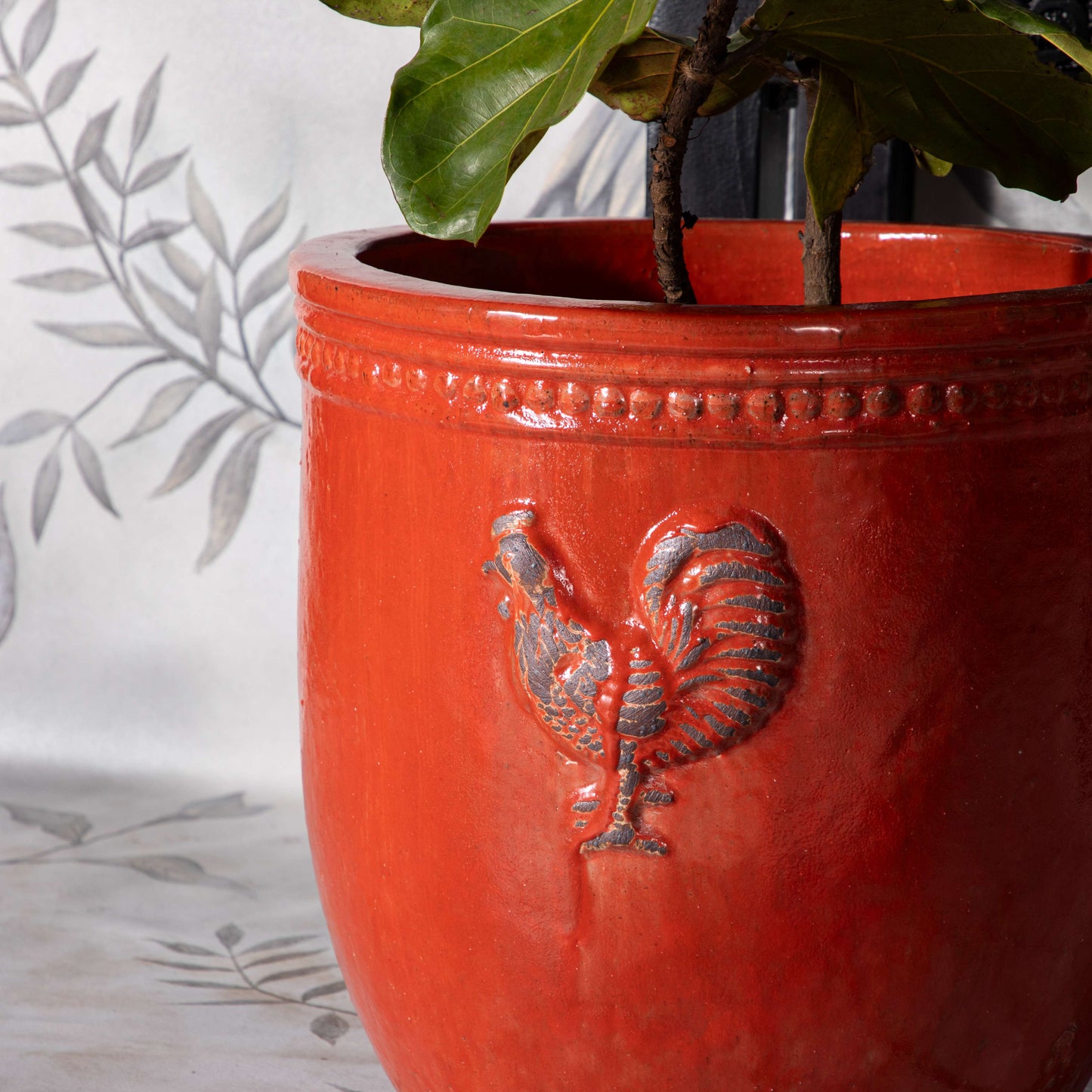 Rooster Planter Red