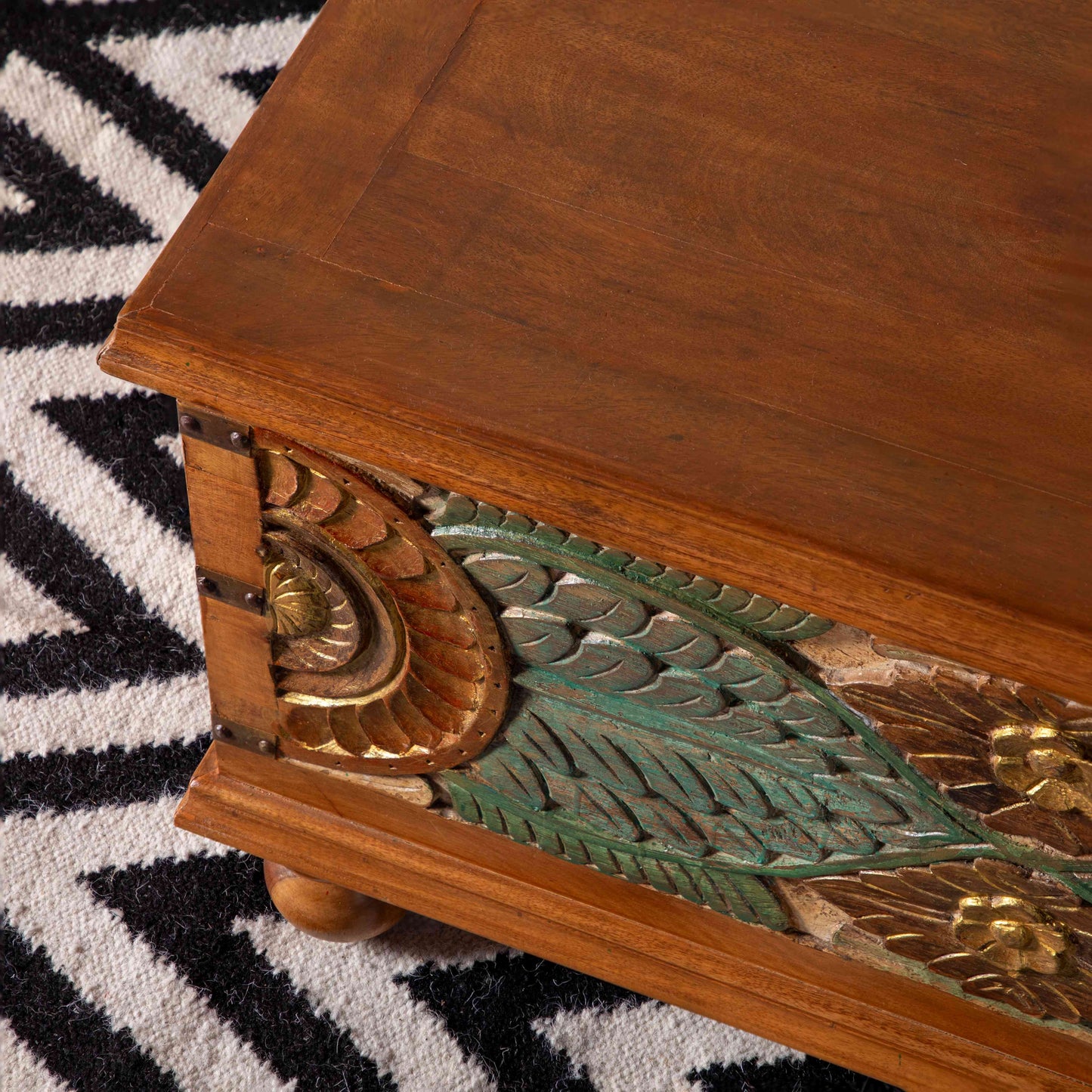 Carved gold chest table