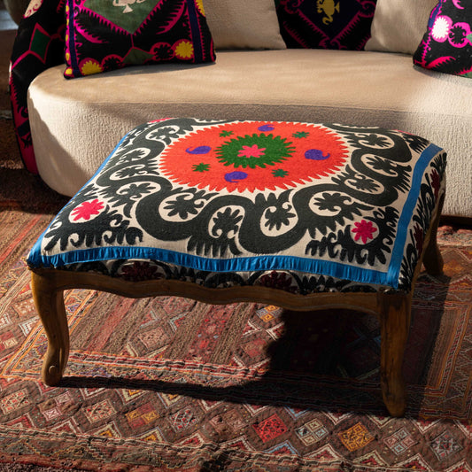 Suzani Ottoman- Red & Blue