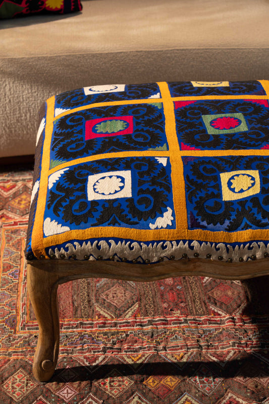 Suzani Ottoman - Blue
