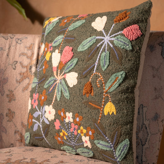 Blossom Cushion Cover (Grey)