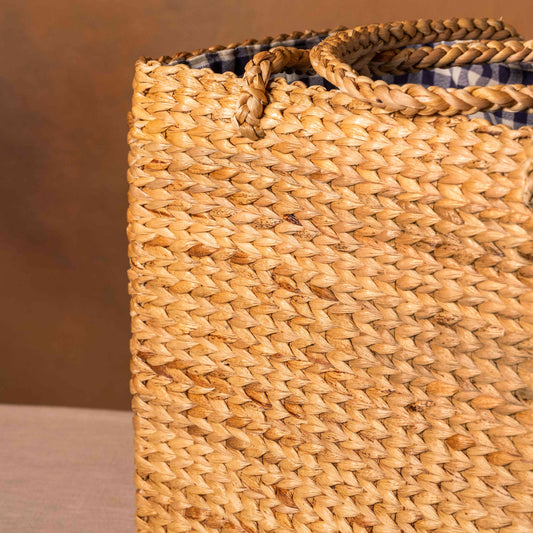 Gingham Rattan Picnic Basket