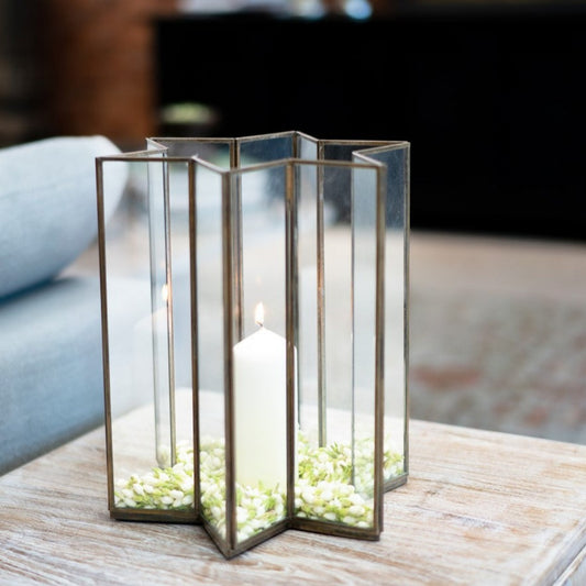 Star Candle Holder With Mirror Base