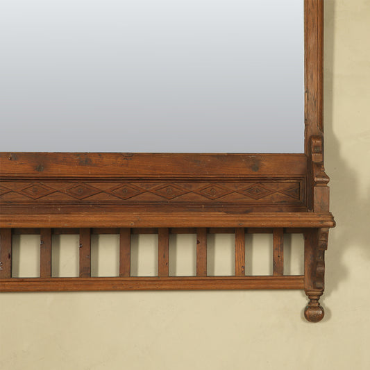 Vintage Mirror Frame with Carved Shelf