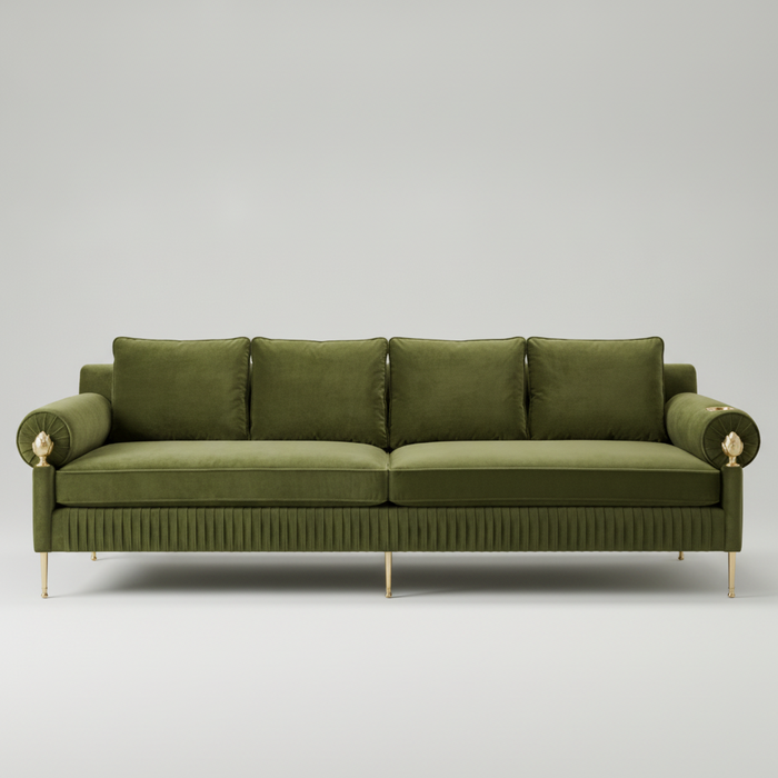 Fern Brass Velvet Sofa