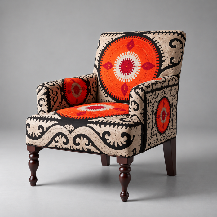 Samarkand Suzani Armchair – Embroidered Accent Chair