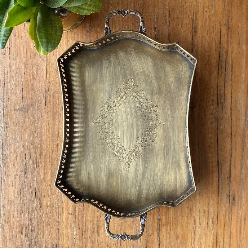 Gulnaar Brass Tray - Peacock Life by Shabnam Gupta