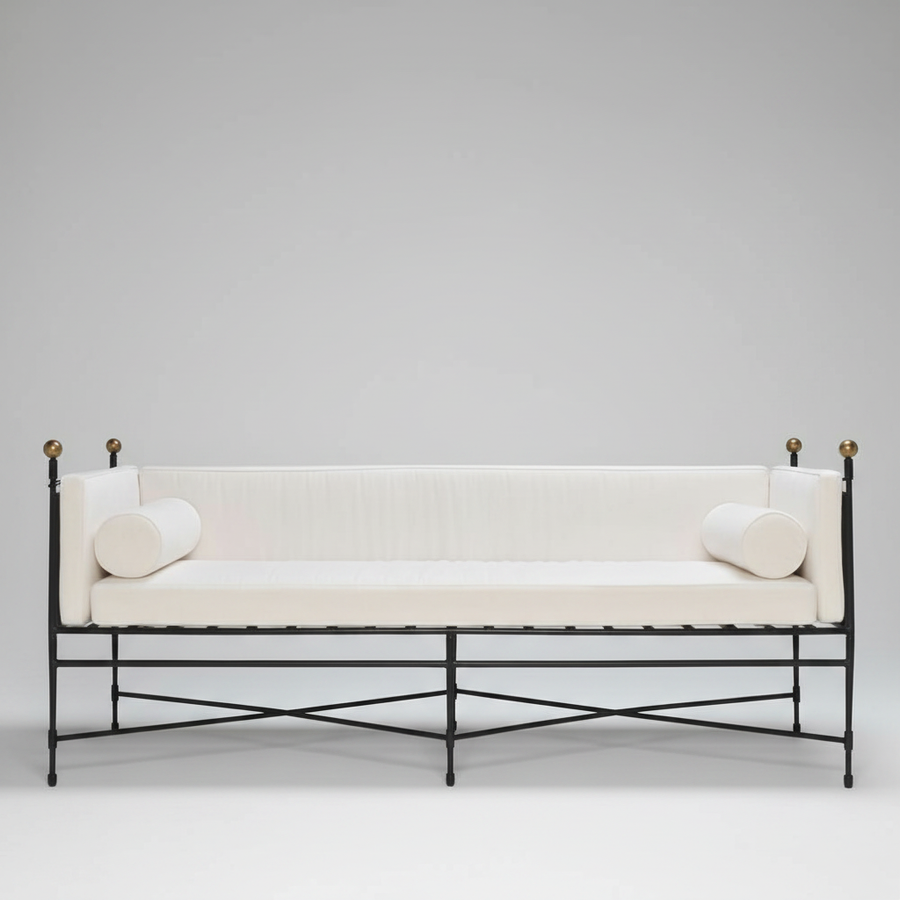 Crossbar Sofa — Metal Frame Bench, made to order by Peacock Life