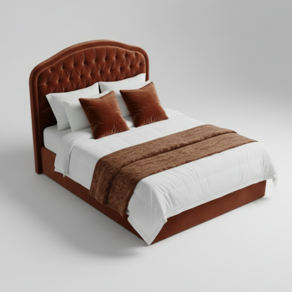 Crimson Tufted Bed