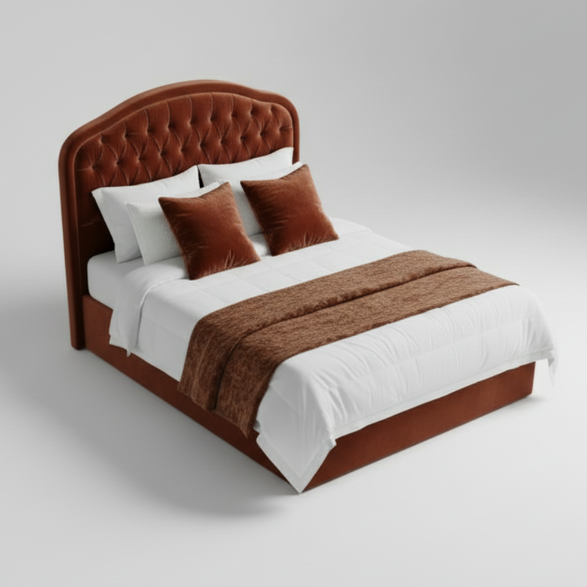 Crimson Tufted Bed