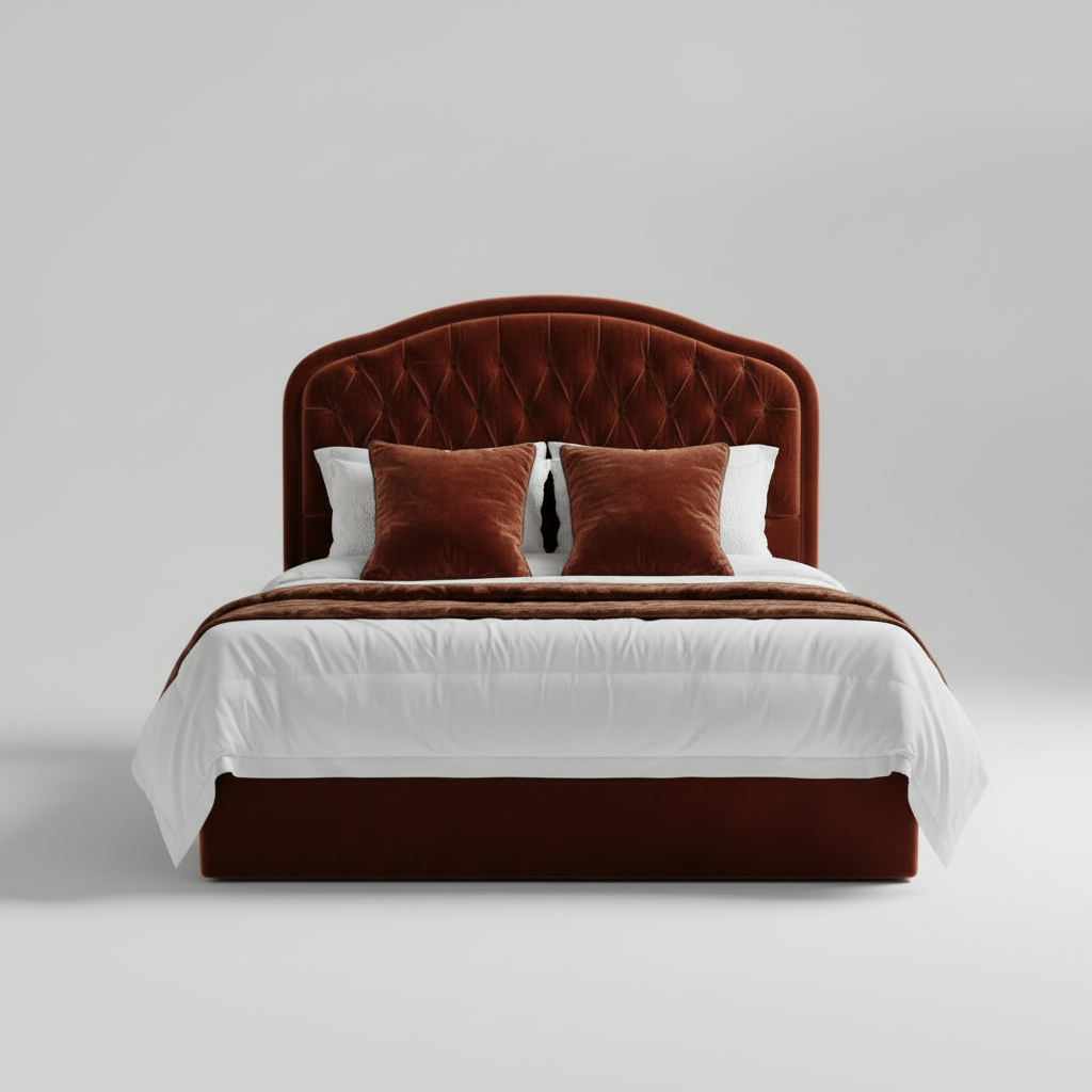 Crimson Tufted Bed