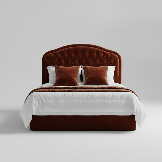 Crimson Tufted Bed
