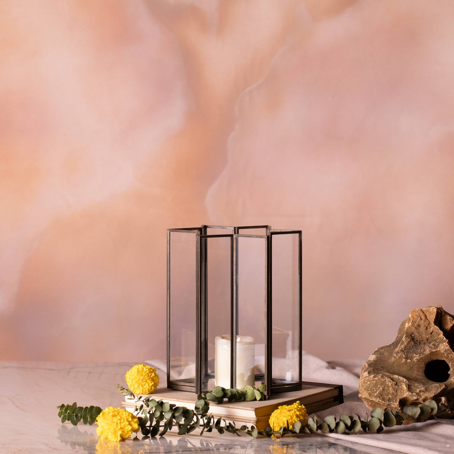 Star Candle Holder With Mirror Base