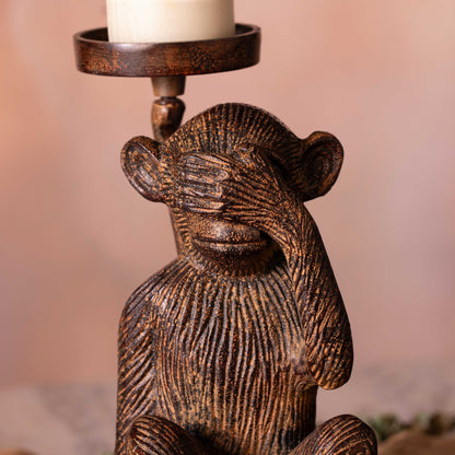 Wise Monkey Candle Holder
