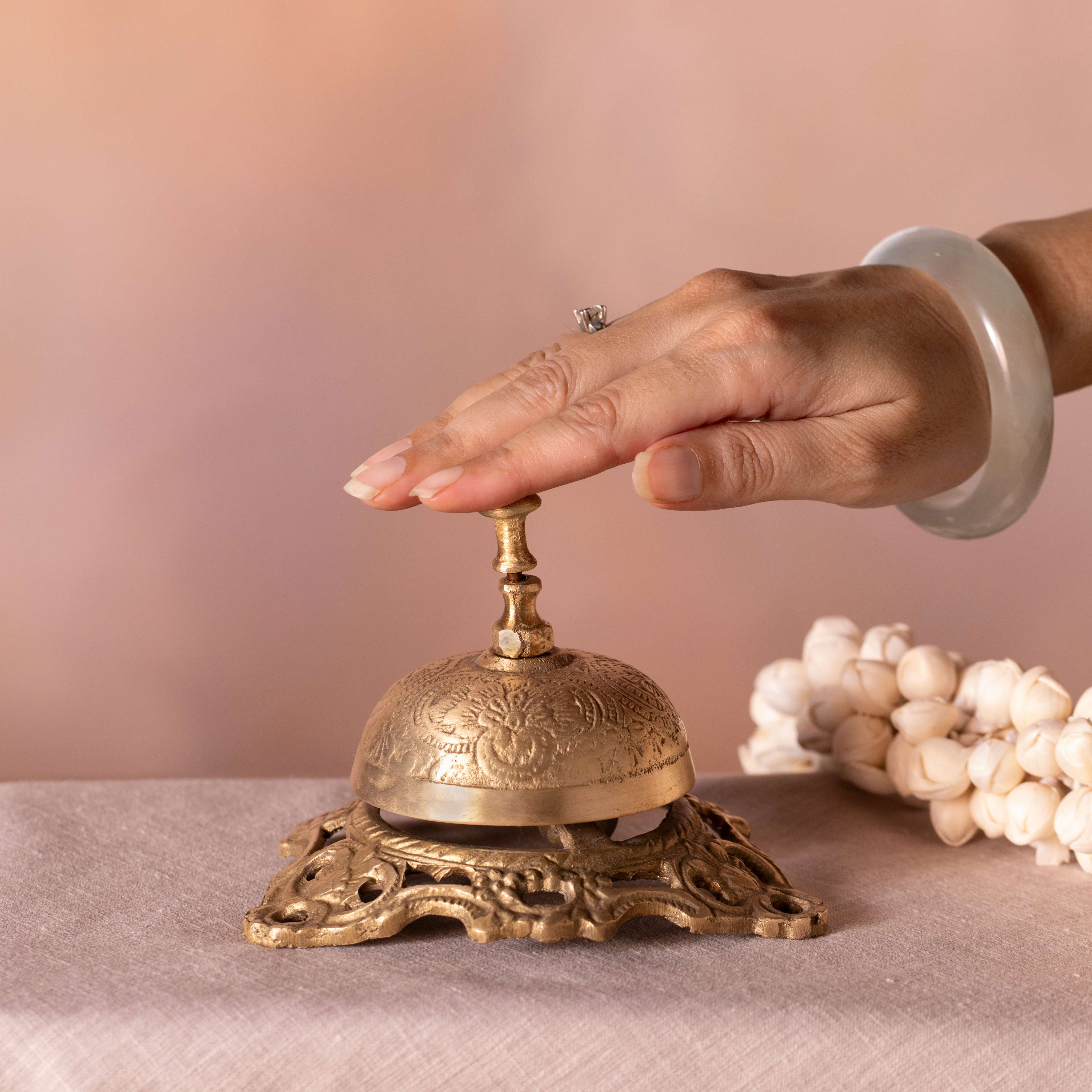 Carved Brass Table Bell – Peacock Life by Shabnam Gupta
