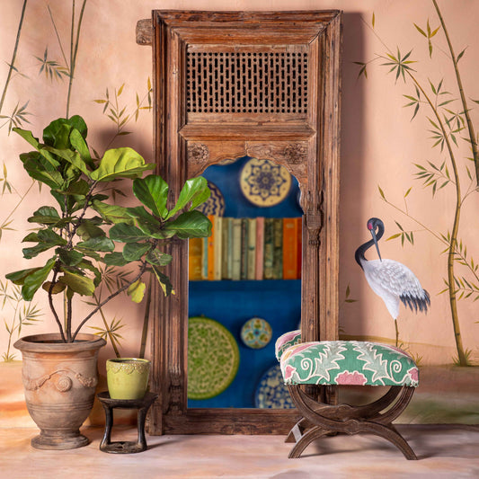 Floral Stool Table - Green