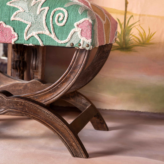 Floral Stool Table - Green