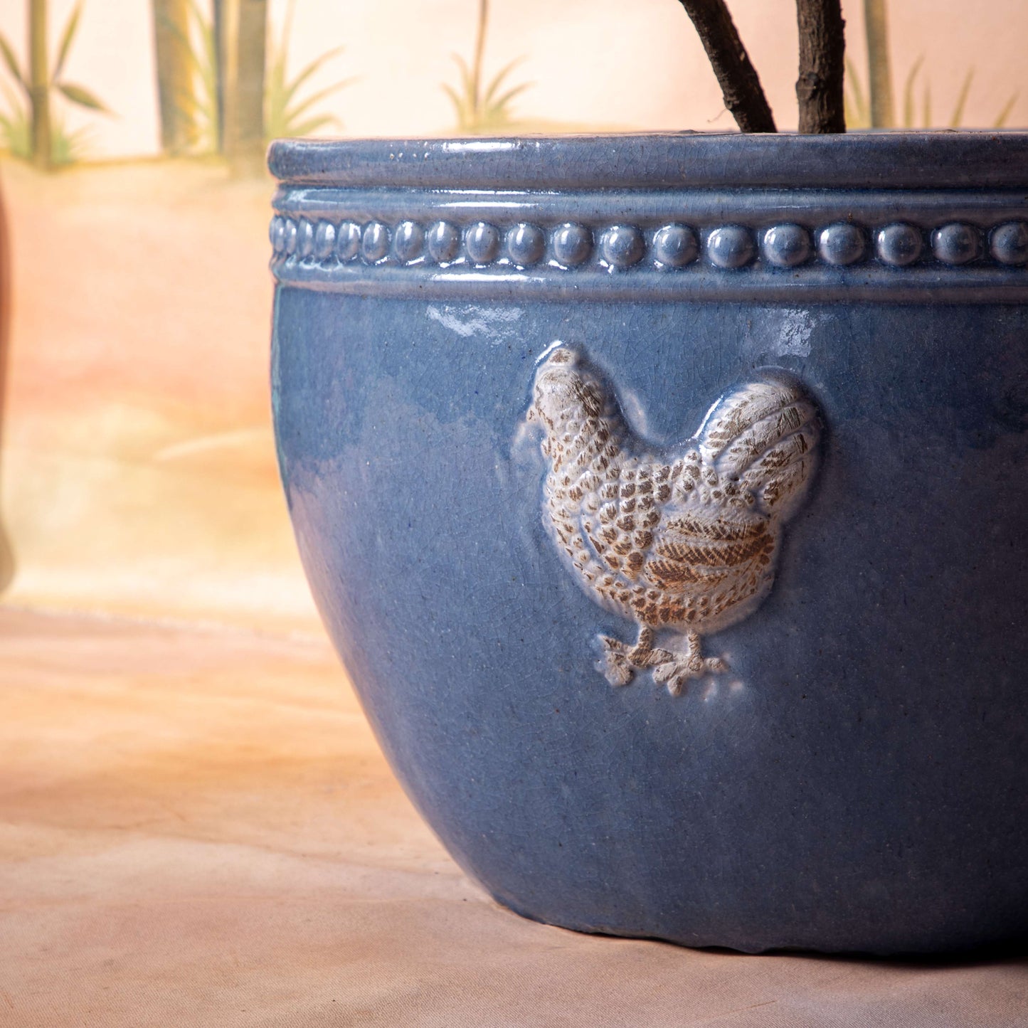 Rooster Planter Blue