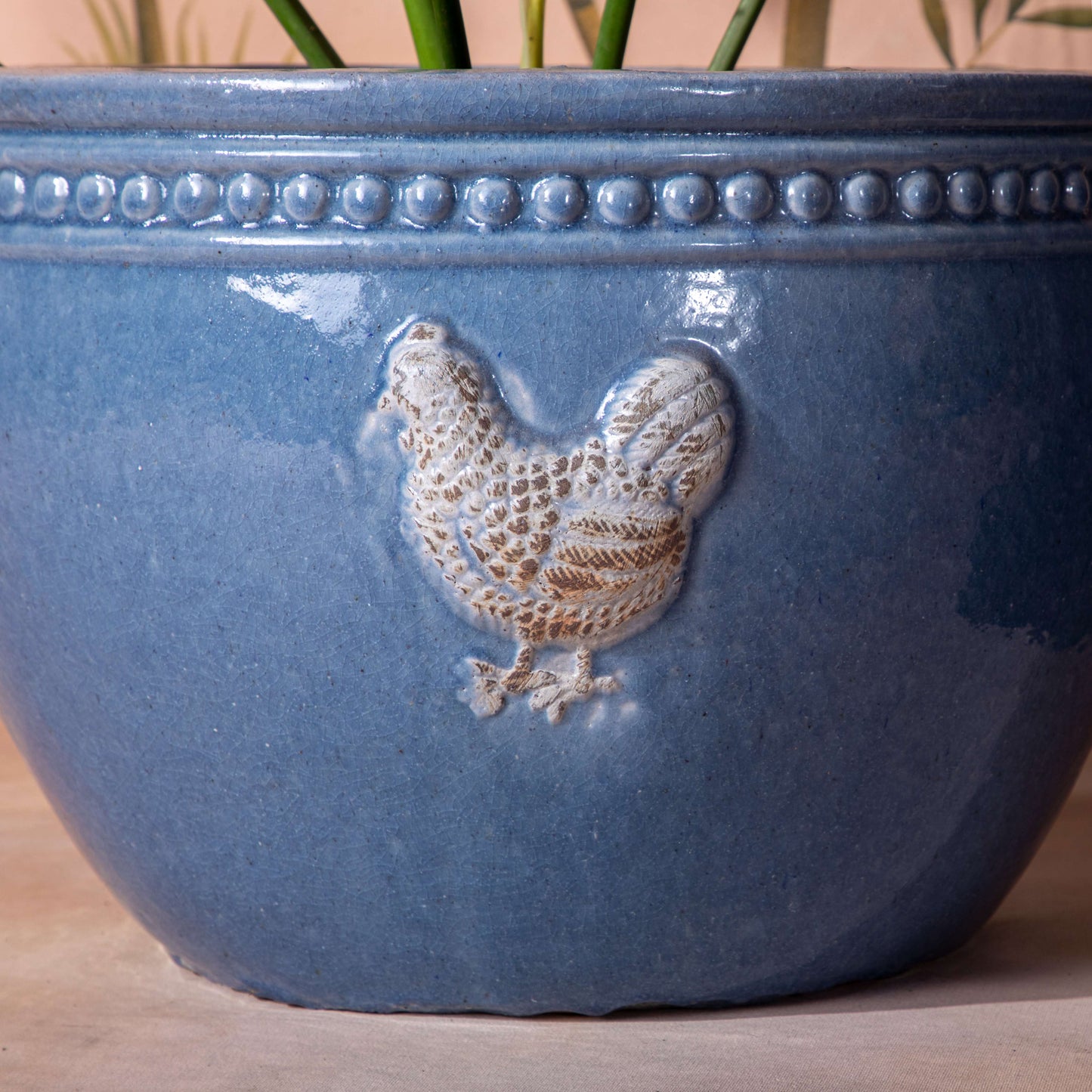 Rooster Planter Blue