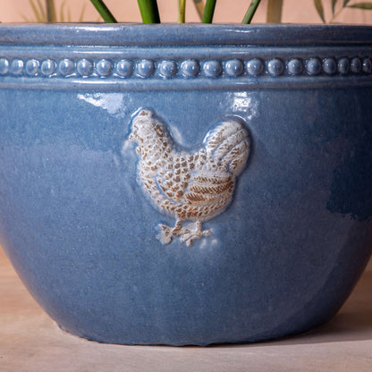 Rooster Planter Blue