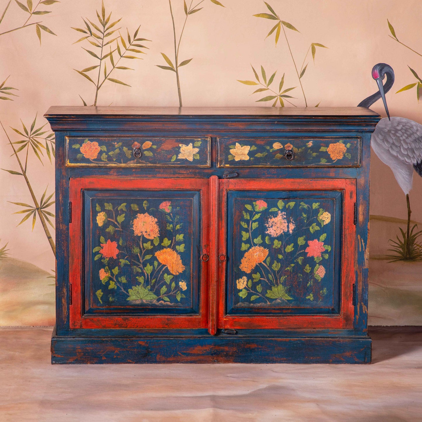 Floral Painted Mini Sideboard