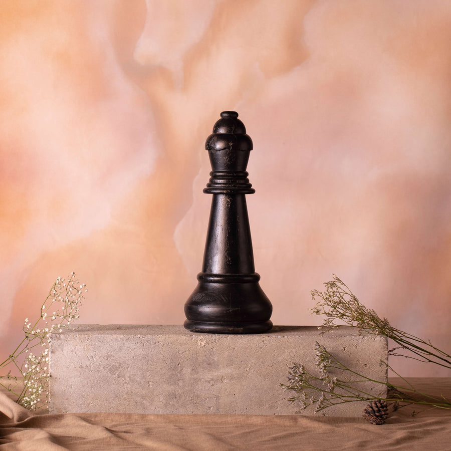 Wooden Bishop Chess Piece Decor