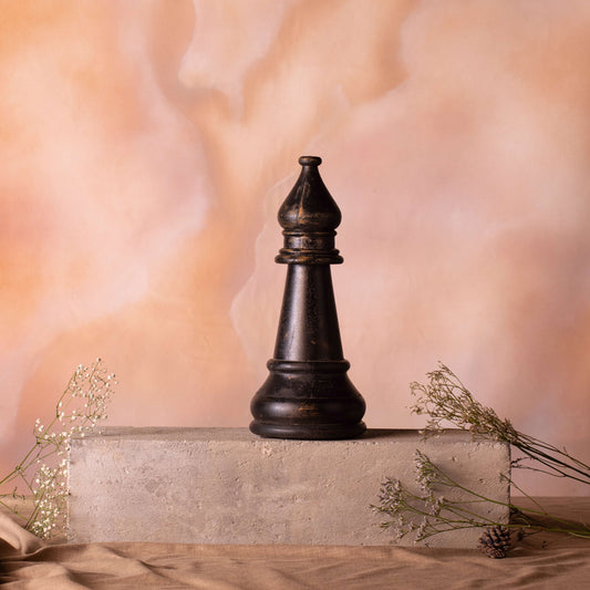 Wooden Bishop Chess Piece Decor