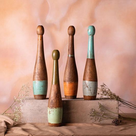 Vintage Wooden Bowling Pin Slim