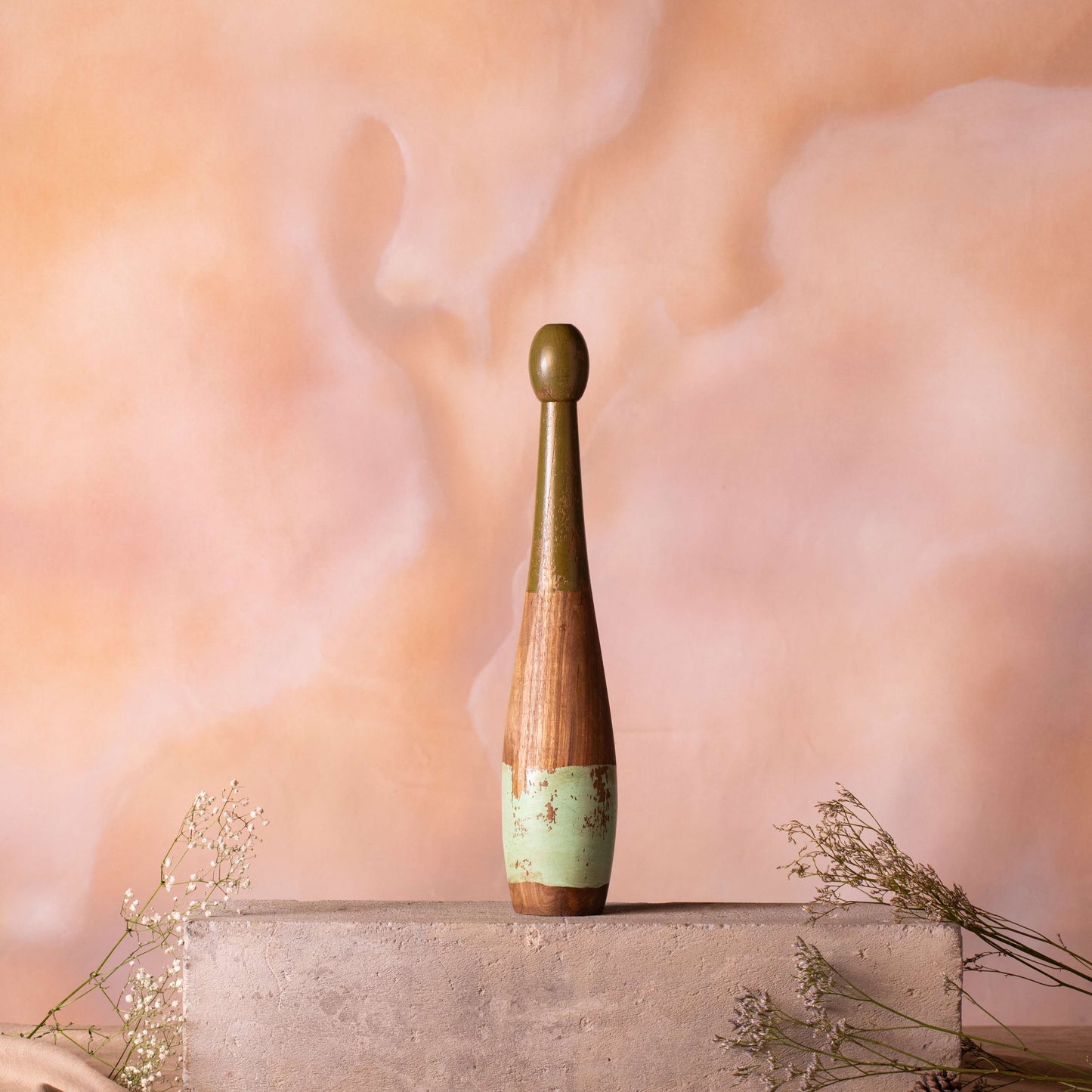 Vintage Wooden Bowling Pin Slim