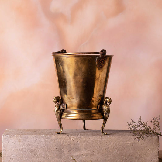 Vintage Brass Bucket Planter