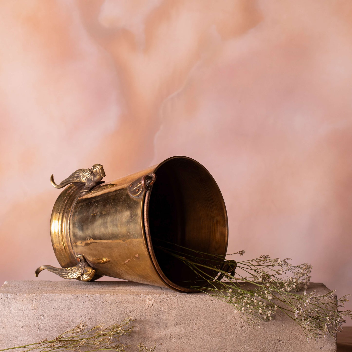 Vintage Brass Bucket Planter
