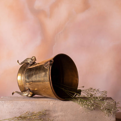 Vintage Brass Bucket Planter