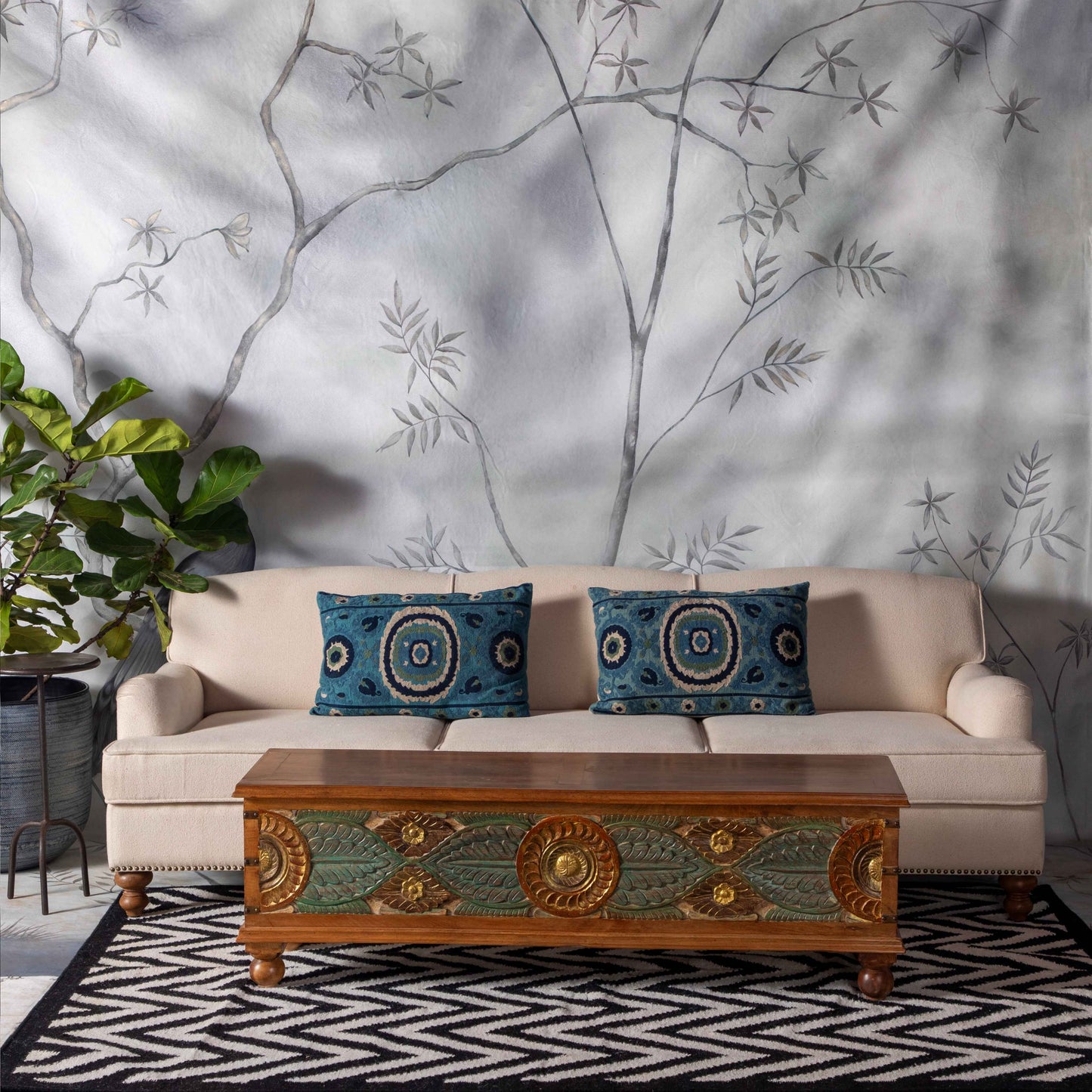 Carved gold chest table