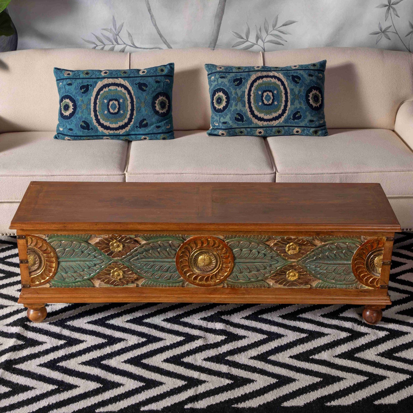 Carved gold chest table