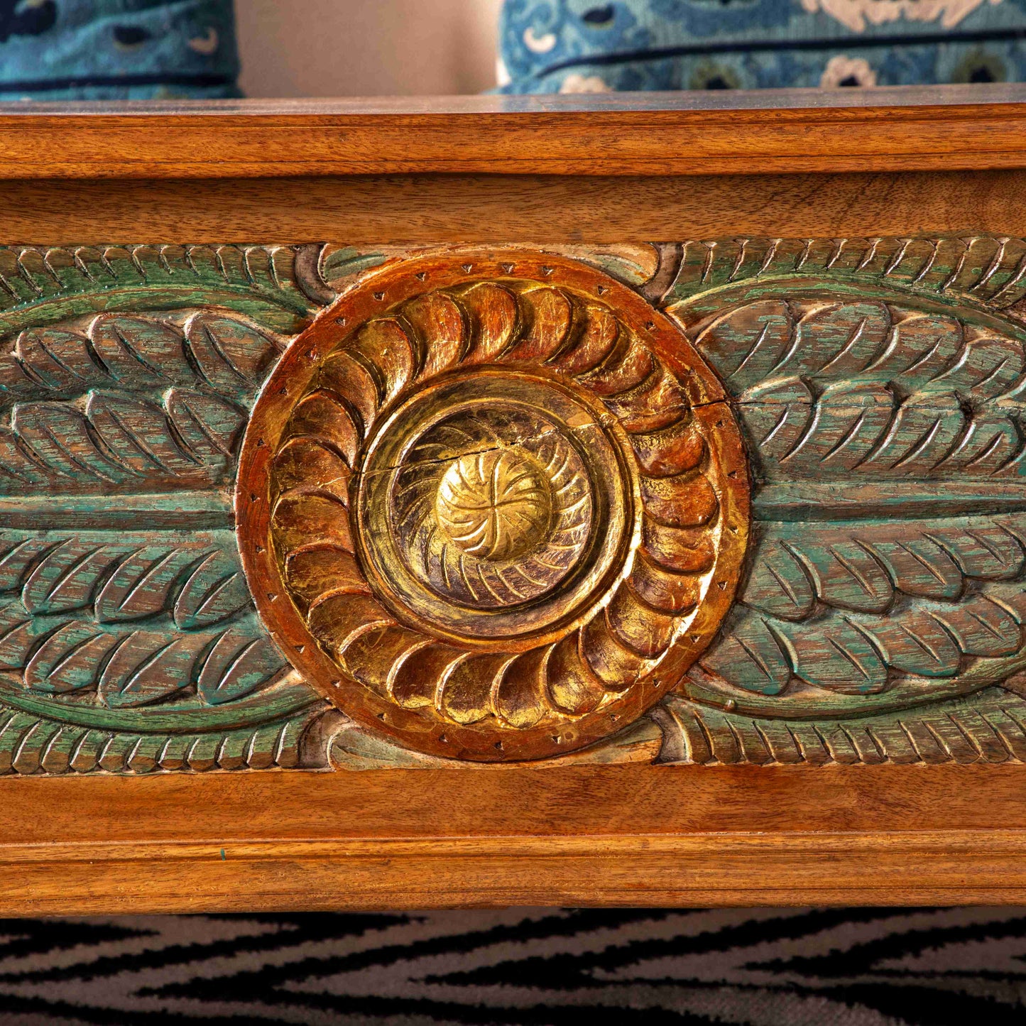Carved gold chest table