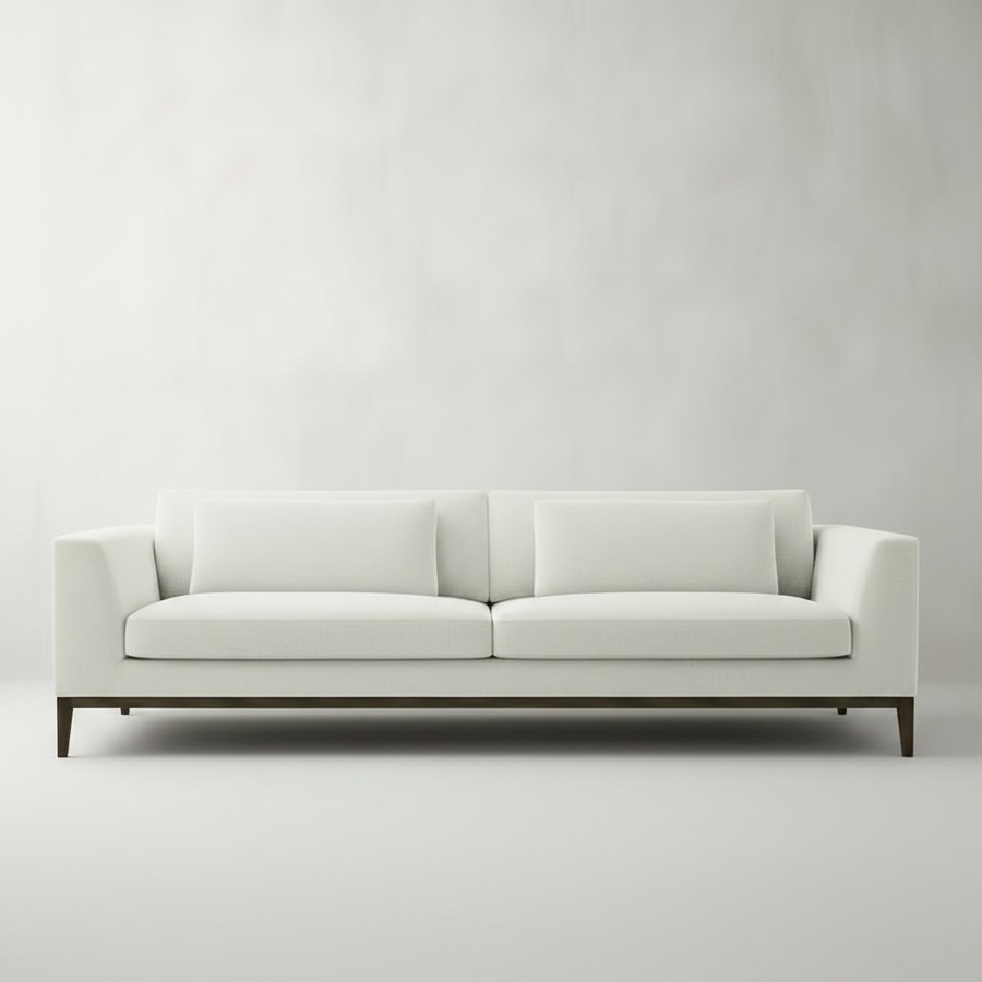 Track Arm Sofa — Tailored Wood Base, made to order by Peacock Life