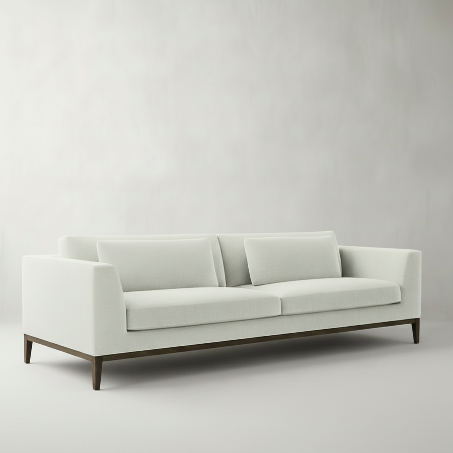 Track Arm Sofa — Tailored Wood Base, made to order by Peacock Life — view 2