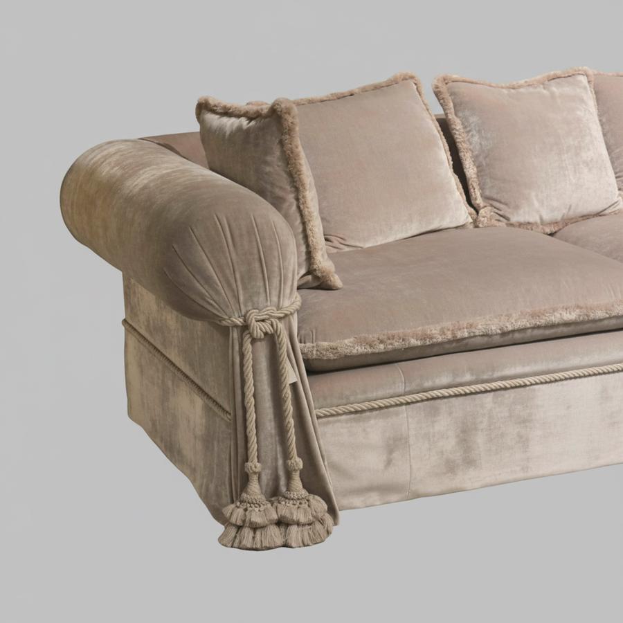 Rose Cord Sofa — Velvet Tassel Lounge, made to order by Peacock Life — view 3