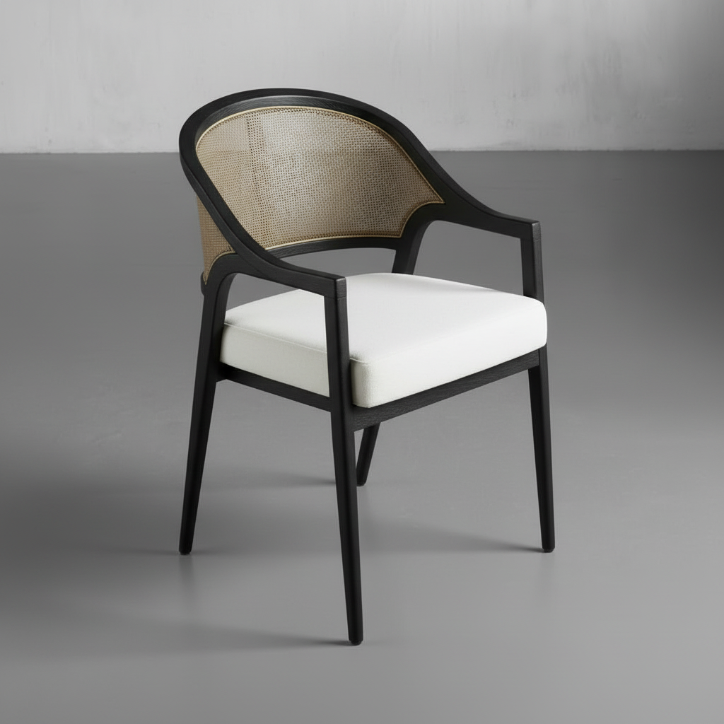 Cane Dining Accent Chair