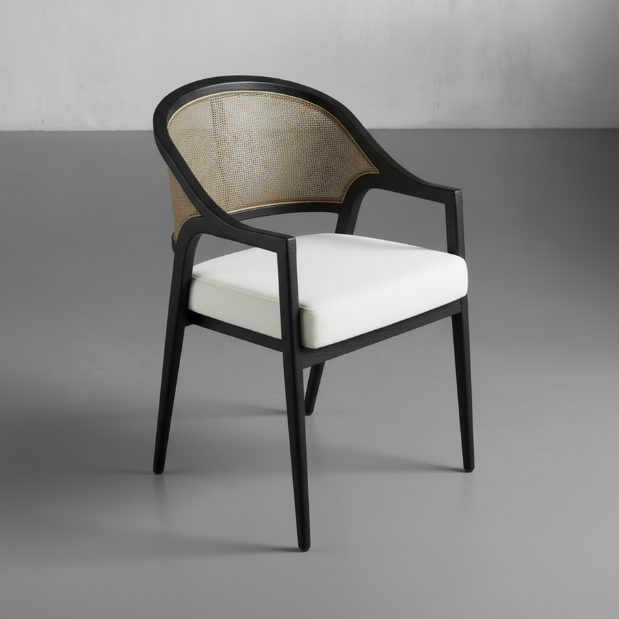 Cane Dining Accent Chair – styled in a room setting