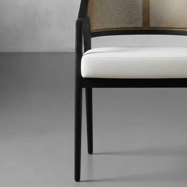 Cane Dining Accent Chair – side profile