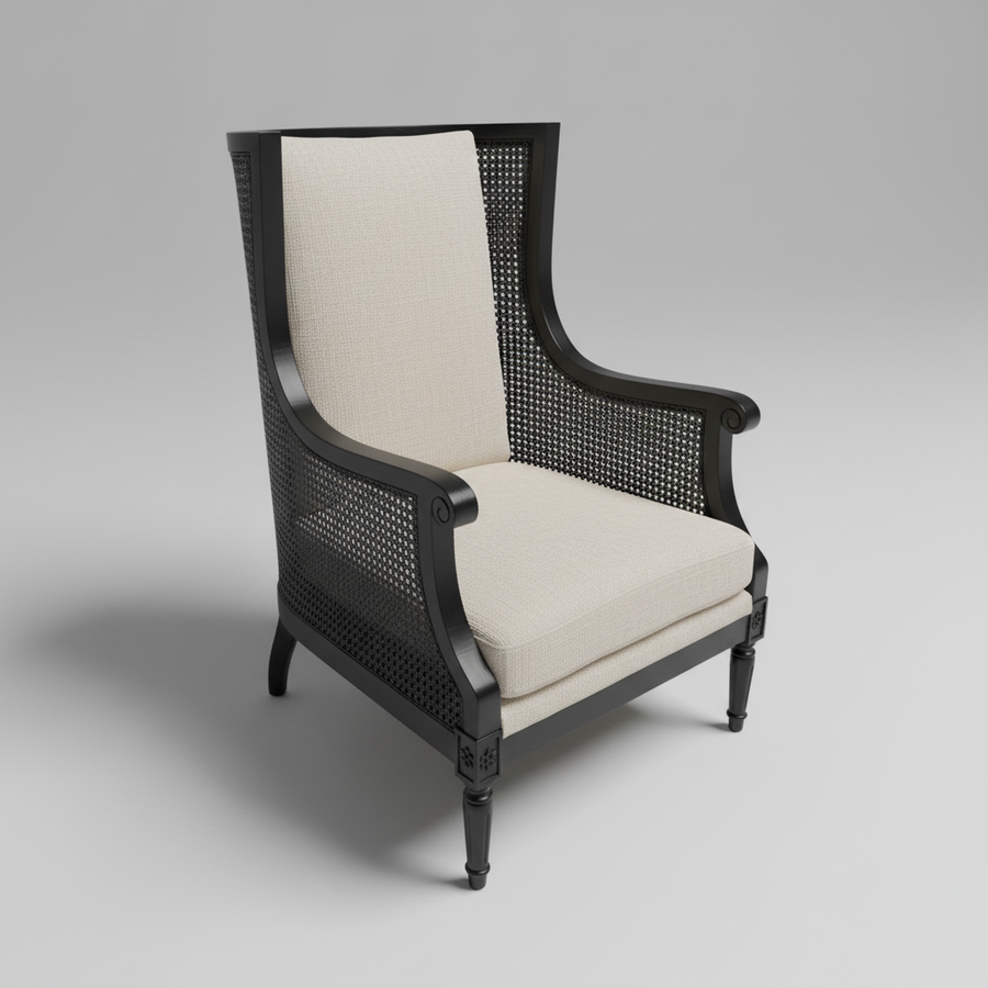 Cane Wingback Chair – styled in a room setting