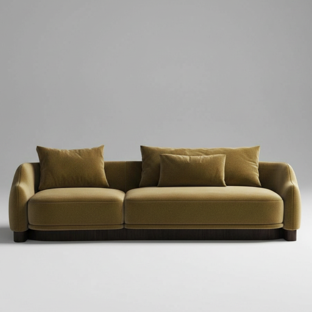 Moss Silhouette — Curved Chaise Sofa, made to order by Peacock Life
