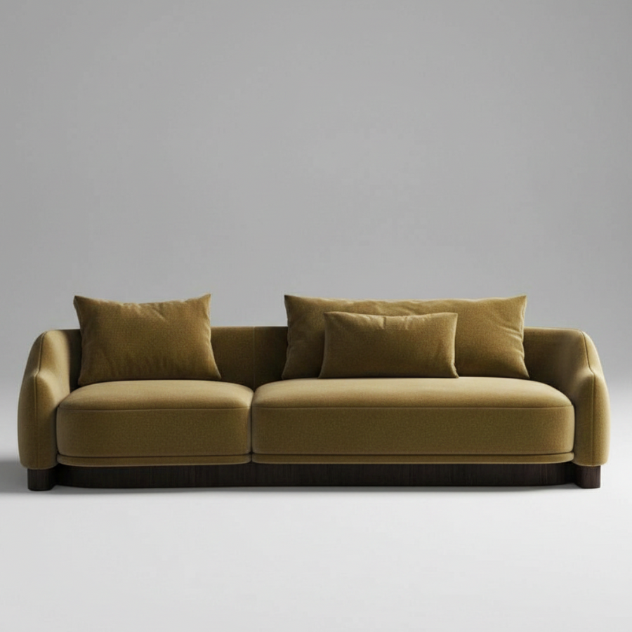 Moss Silhouette — Curved Chaise Sofa, made to order by Peacock Life