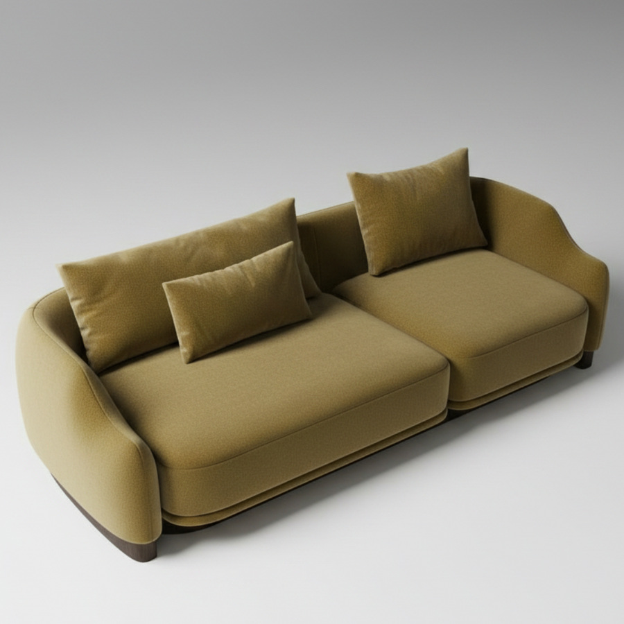 Moss Silhouette — Curved Chaise Sofa, made to order by Peacock Life — view 4